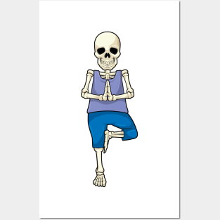 Skeleton at Yoga Stretching Posters and Art